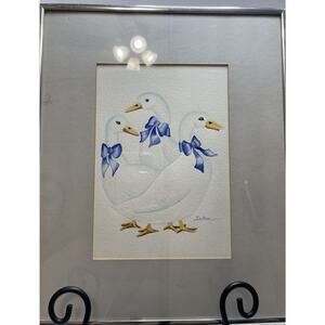 “Ducks” Watercolor Painting By Kay Salem Matted And Framedunbra